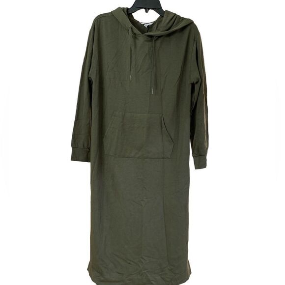 BB DAKOTA OFF DUTY olive green slit sides pockets banded sleeves drawstring hood - Picture 1 of 4